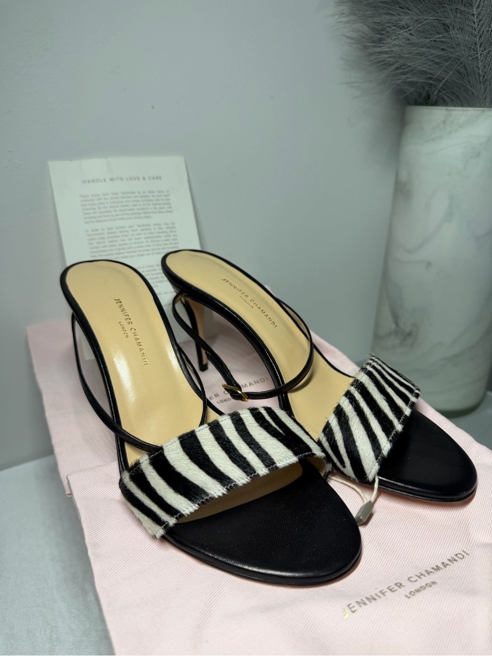 Black Zebra Print Slide Sandals